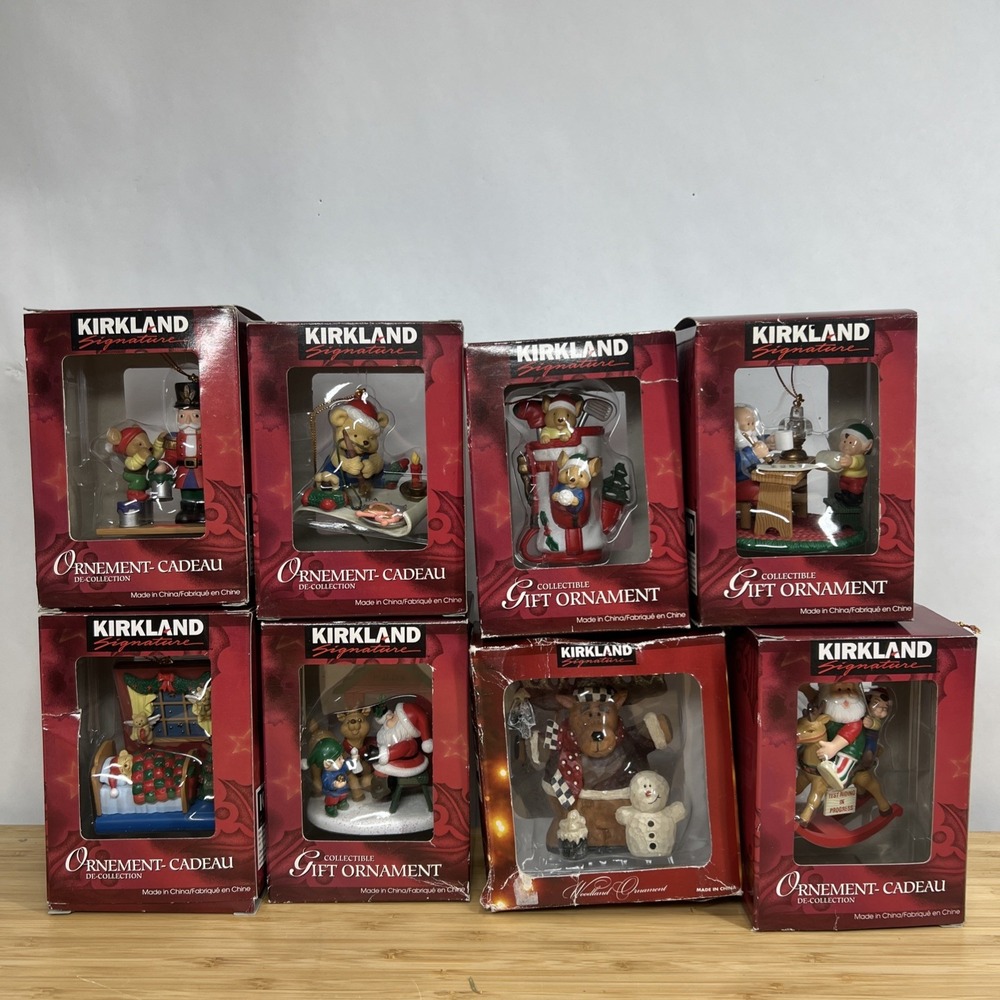 Kirkland Signature Christmas Collectible Ornaments Lot of 8 Vintage 1998 w/Box